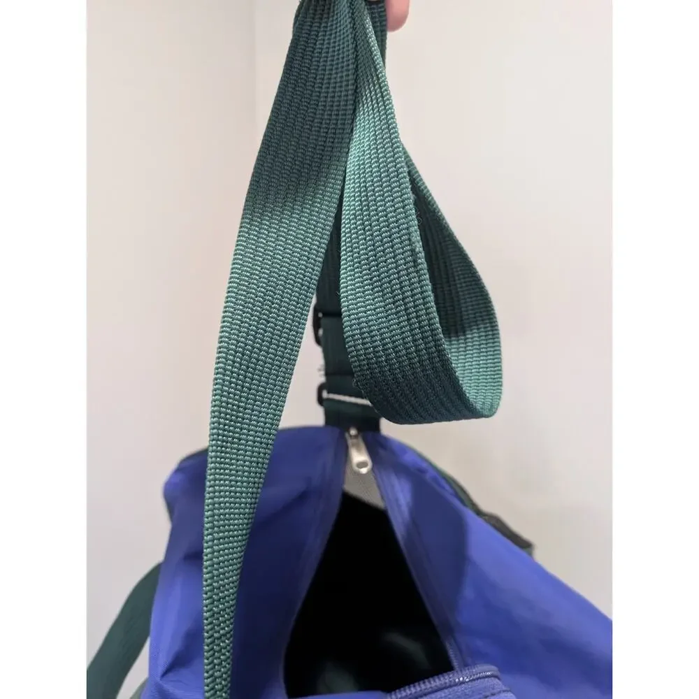 Vintage 90s Nike Gym Duffle Bag Green Blue Nylon Sport Travel Weekender Mesh...